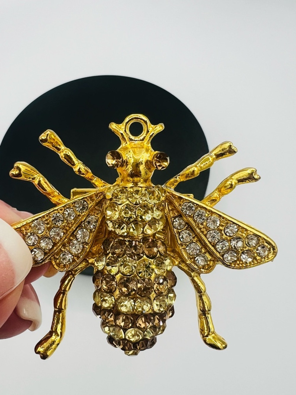 Gold Bee Crystal Brooch - Sparkling Honey Tones